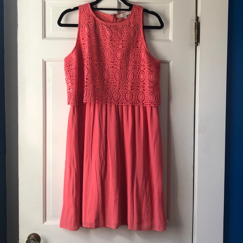 Salmon pink Dress with lacy Top